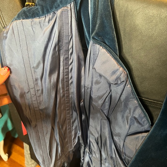 *Rare* Deep Blue Velvet Off the Shoulder Cocktail Dress by AntonyPrice UK8 - Picture 12 of 15